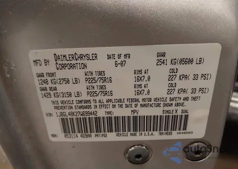 2007 Jeep Liberty Sport z USA, uszkodzony, nr VIN 1J8GL48K27W699442